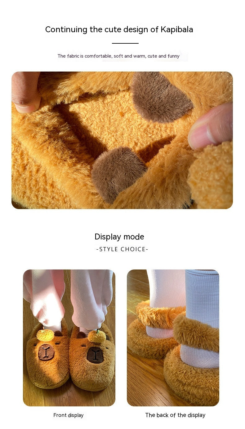 Emotional Stability Capybara Plush Slippers Winter Home