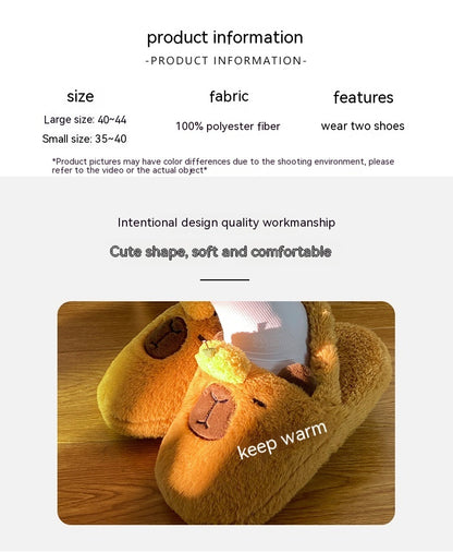 Emotional Stability Capybara Plush Slippers Winter Home