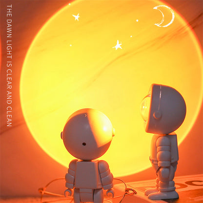 Rechargeable Astronaut Robot Rainbow Projection Sun Lamp Table Lamp Sunset Lamp Infinite Dimming Bedroom Atmosphere Lamp