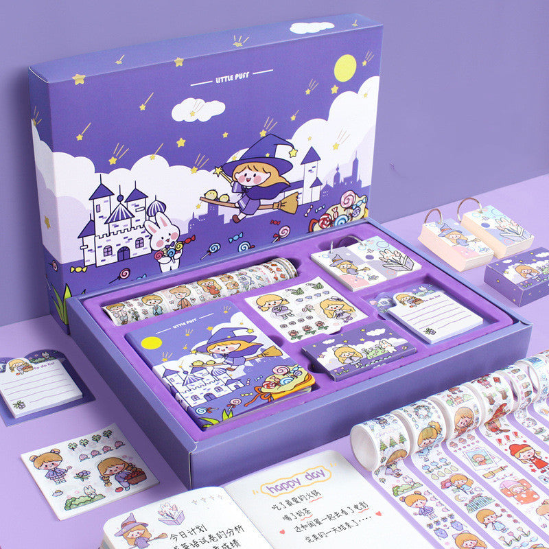 Cartoon Character Journal Book Gift Set Creative Tape Stickers