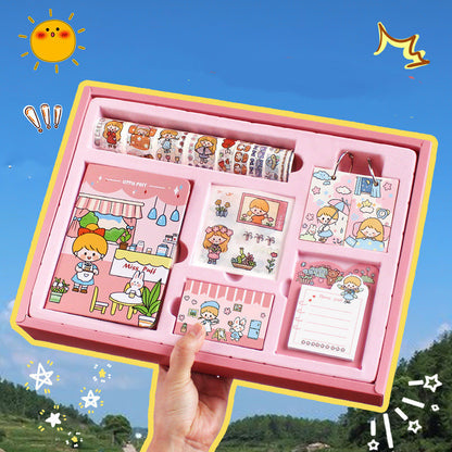 Cartoon Character Journal Book Gift Set Creative Tape Stickers