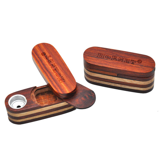 Rotating Wooden Pipe With Fluted Double Layer Small Pipe, Easy To Carry