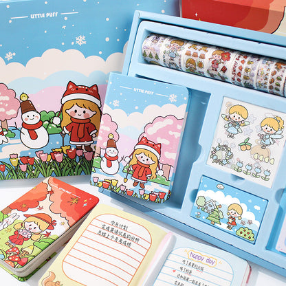 Cartoon Character Journal Book Gift Set Creative Tape Stickers